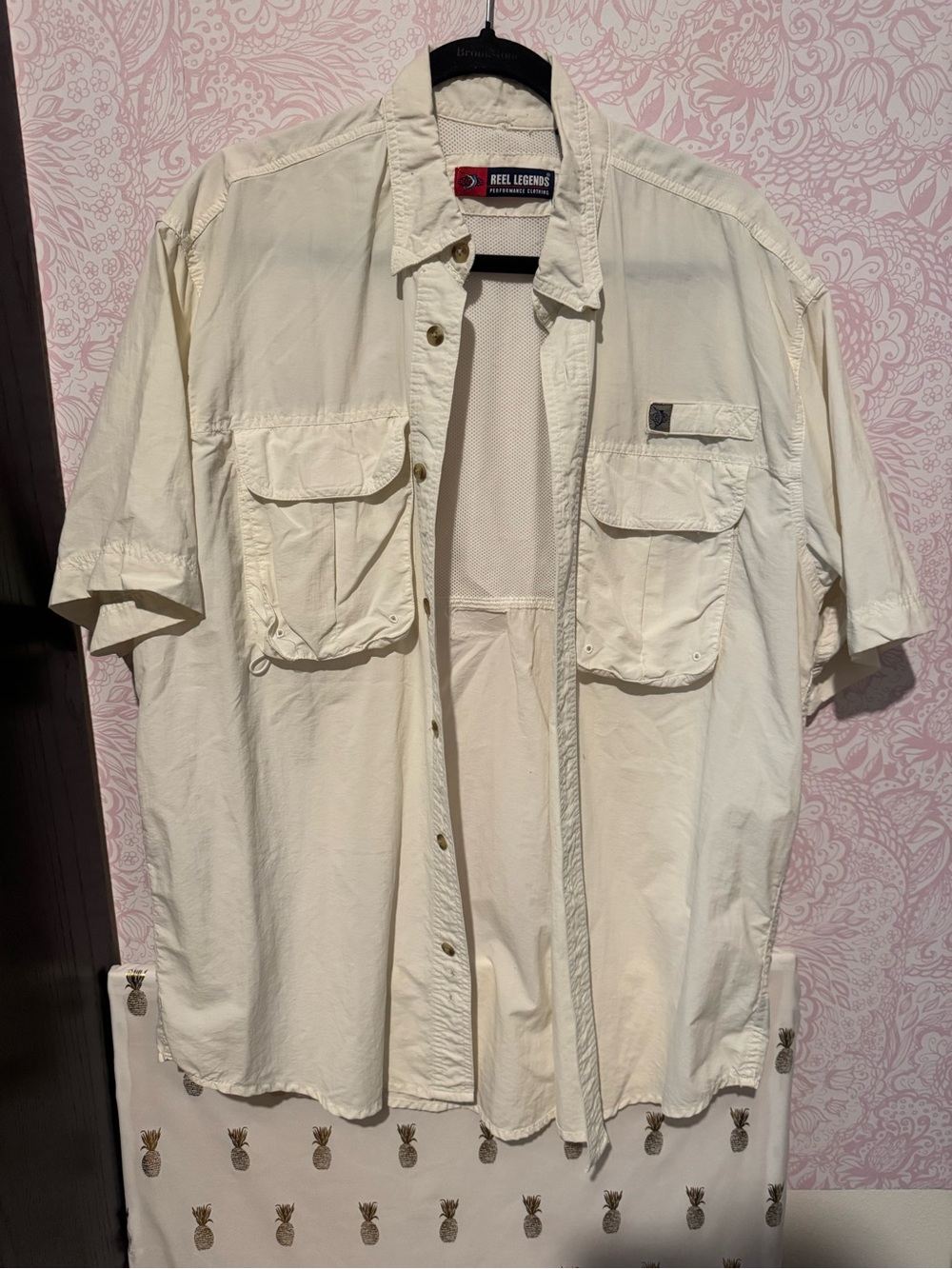 Reel Legends Cream Short-Sleeve Button-Down Casual Shirt